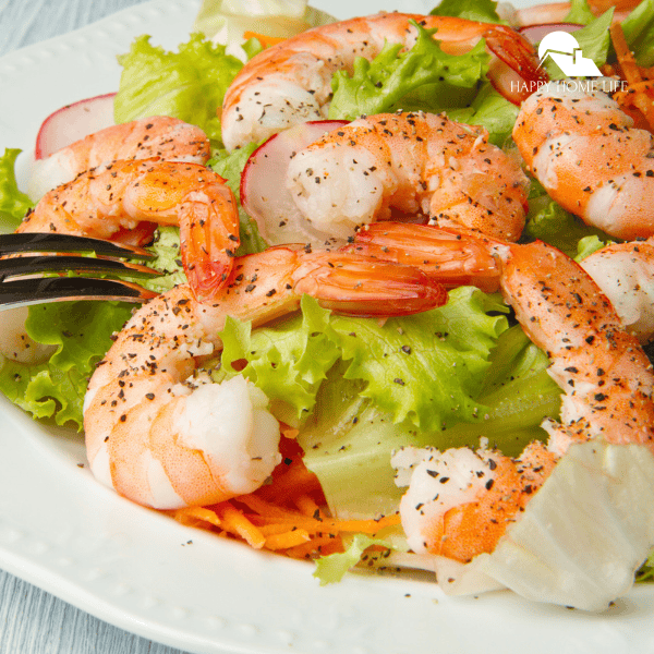 close image of shrimp salad