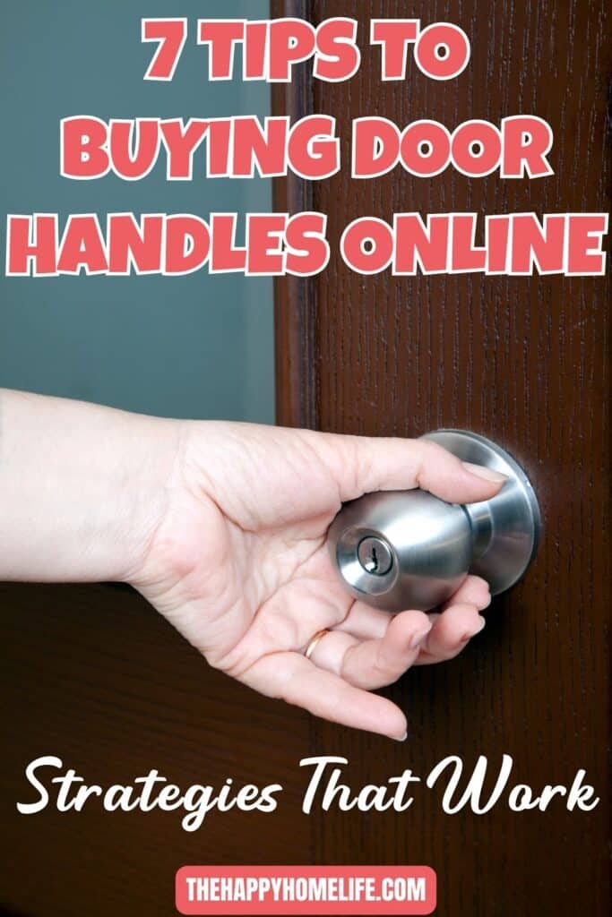 Door handle with woman hand and text overlay