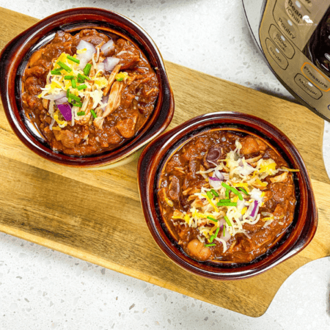 Instant Pot Pulled Pork Chili overview shot