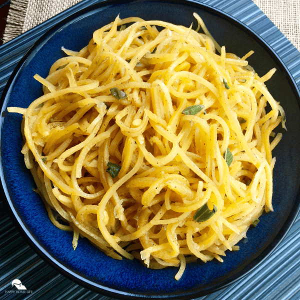A top view image of butternut squash noodles.