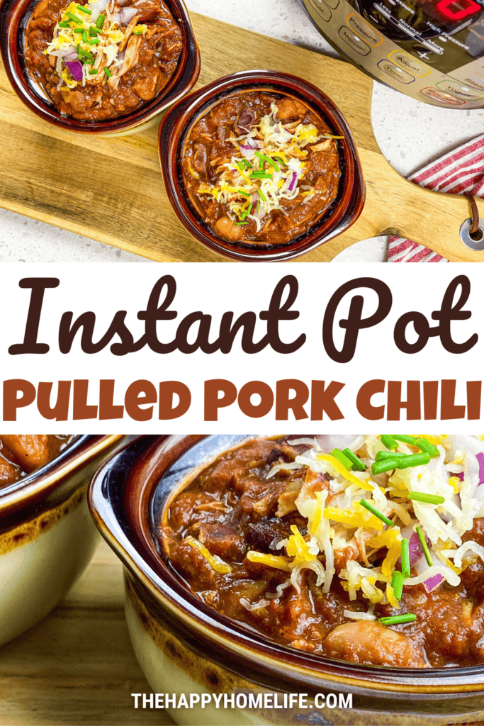 collage image of Pulled Pork Chili with text in the middle