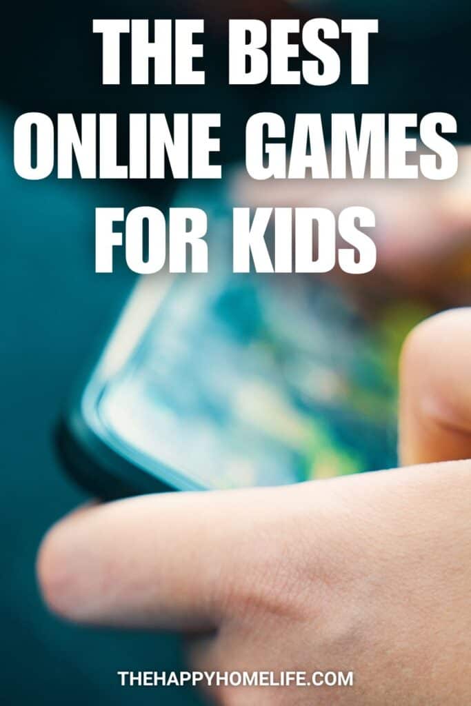 kid playing online game in a phone with text overlay