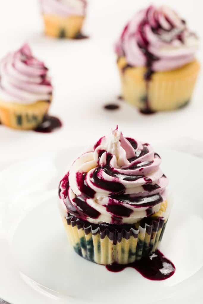 blueberry cupcakes with drizzle