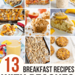 collage of various peach breakfast recipes with text overlay