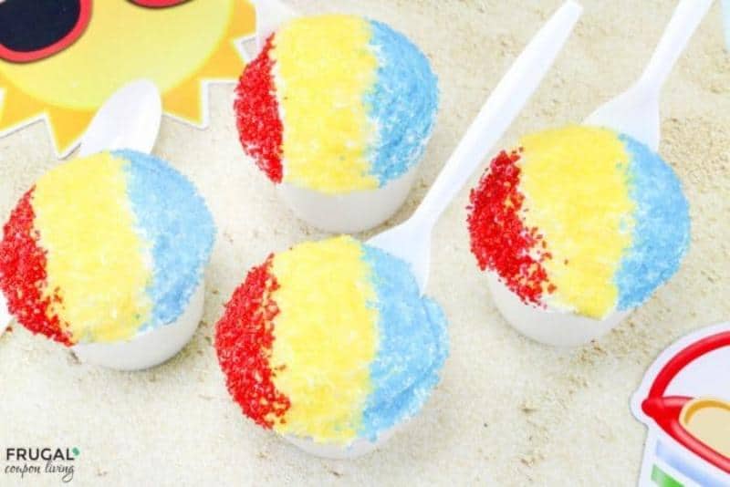 snow cone cupcakes with spoons