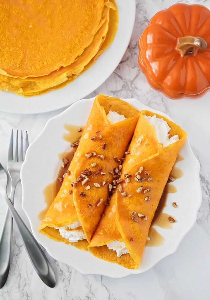 pumpkin cheesecake crepes