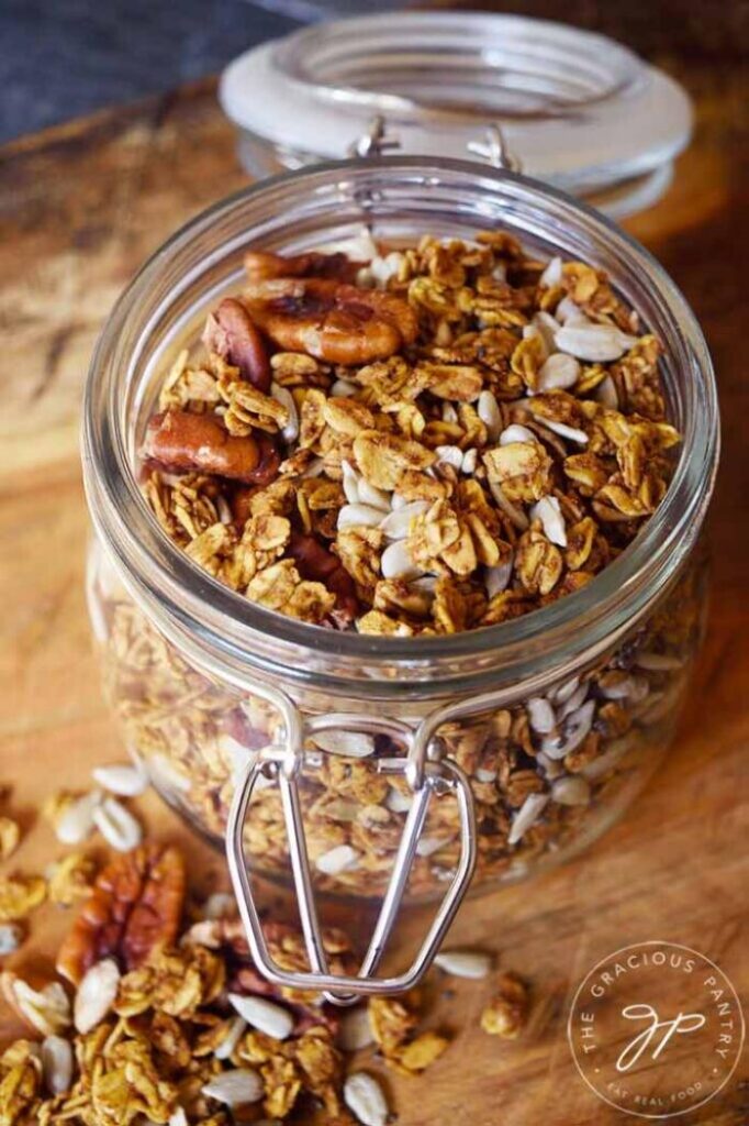 pumpkin granola in jar