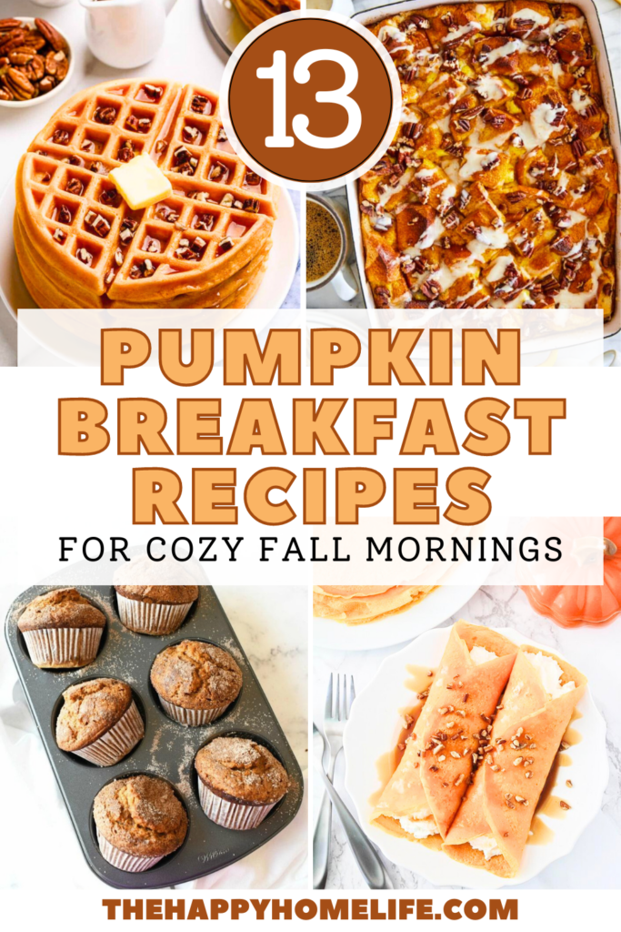 collage of pumpkin breakfast recipes