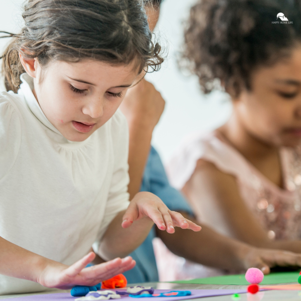 kids playing clay